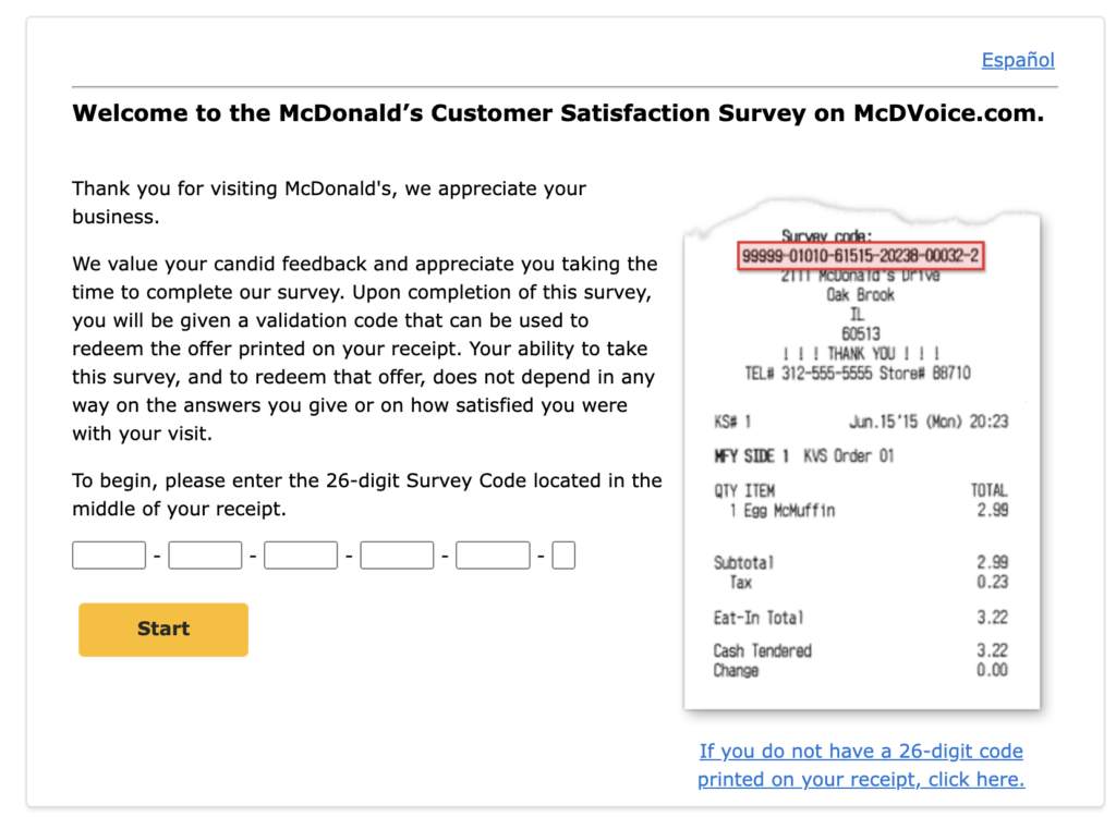 McDonald's Survey 